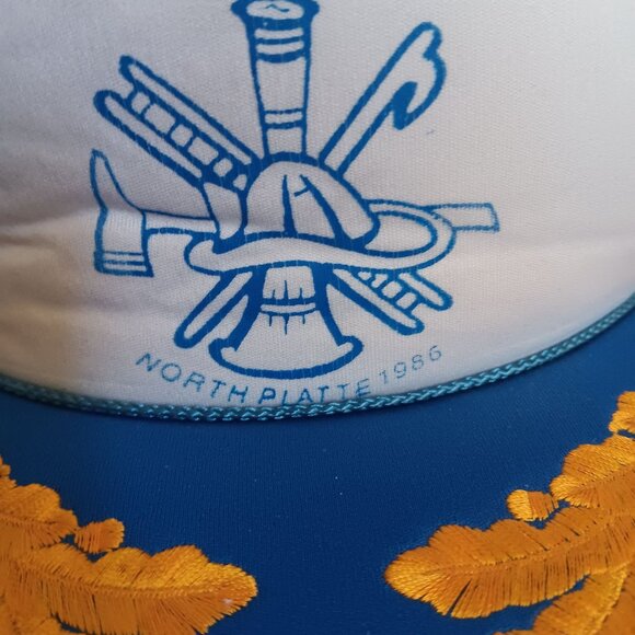 Vintage Trucker Hat N.S.V.F.A. Cap North Platte Nebraska Fireman 1986 Snapback - Picture 2 of 5